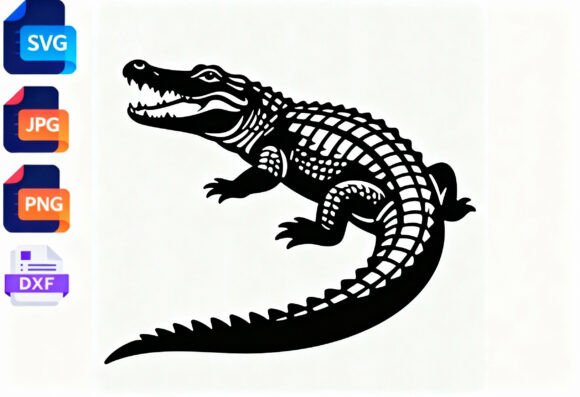 Alligator SVG Cut File – Reptile Graphics for Crafts