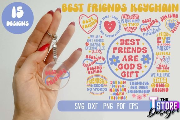 Best Friends Keychain SVG Friendship Graphics for Crafts