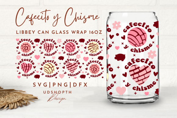 Cafecito Y Chisme Can Glass SVG: Graphics for Crafts