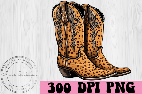 Cheetah Leopard Cowgirl Boots Graphics & Illustrations