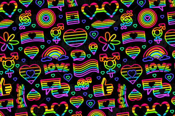 Cute Neon Pride Seamless Graphics & Patterns