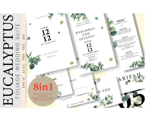 Eucalyptus Wedding Suite: Elegant Graphics & Print Templates