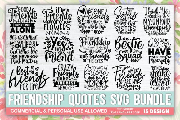 Friendship Quotes SVG Bundle: Graphics for Crafts