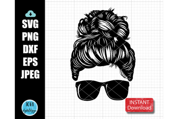 Girl Messy Bun Hair Graphics for Print Templates