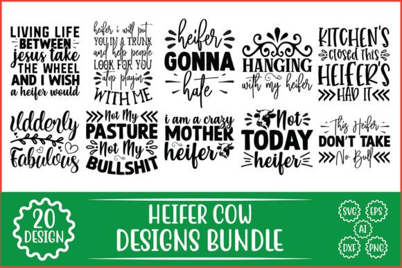 Heifer Cow SVG Bundle for Crafts & Graphics