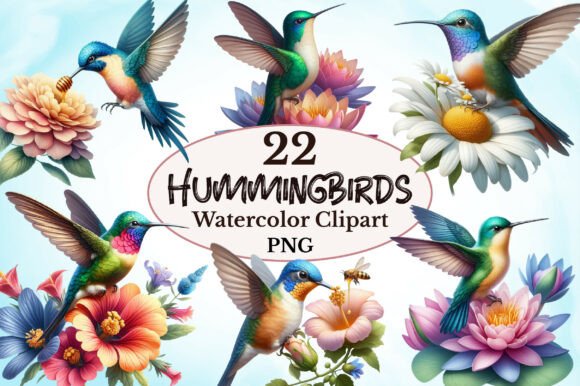 Hummingbirds Sublimation Clipart: Graphics & Illustrations for Local Branding