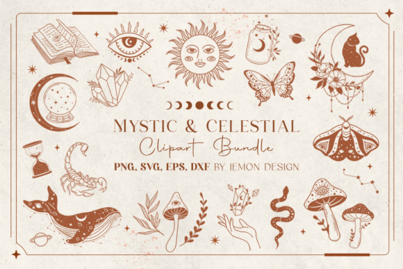 Mystic and Celestial Clipart Bundle: Graphics & Illustrations