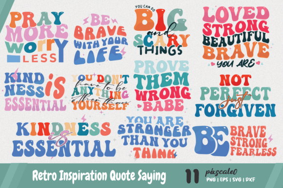Retro Inspiration Quote SVG Bundle: Graphics for Crafts Brands