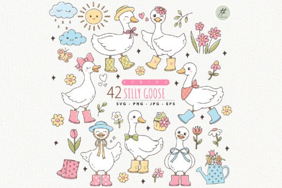 Spring Silly Goose Clipart: Playful Graphics & Illustrations