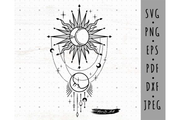 Sun and Moon Mystical Art SVG PNG Graphics