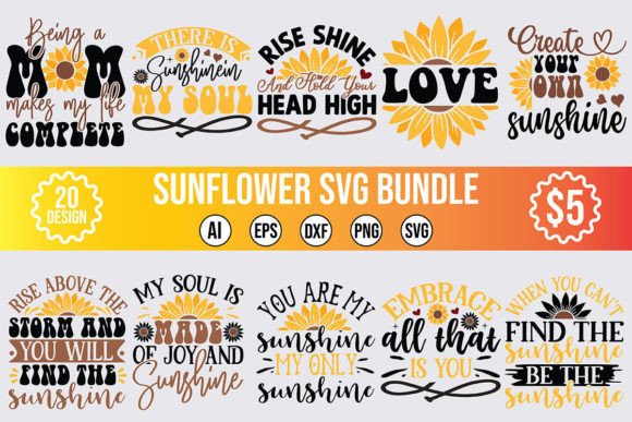 Sunflower SVG Design Bundle: Graphics for Crafts & Creative Brands