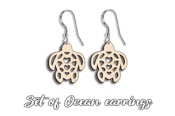 SVG Earrings Turtle Set Ocean Pattern 7: Graphics for Laser Engraving
