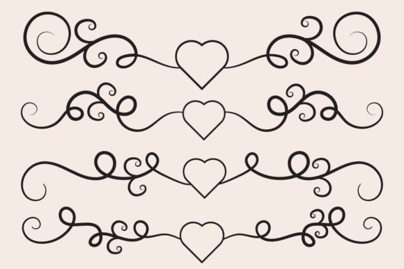 Valentines Day Heart Swirls Divider SVG: Graphics & Decorative Elements