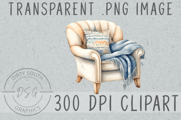 Watercolor Boho Comfy Chair Cozy Graphics