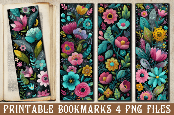 Whimsical Floral Garden Art Bookmark: Graphics for Crafts Brands
