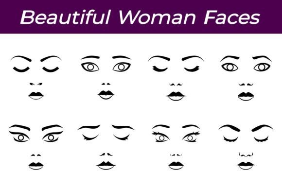 Woman Faces Illustrations: Black-and-White Graphics for Local Branding